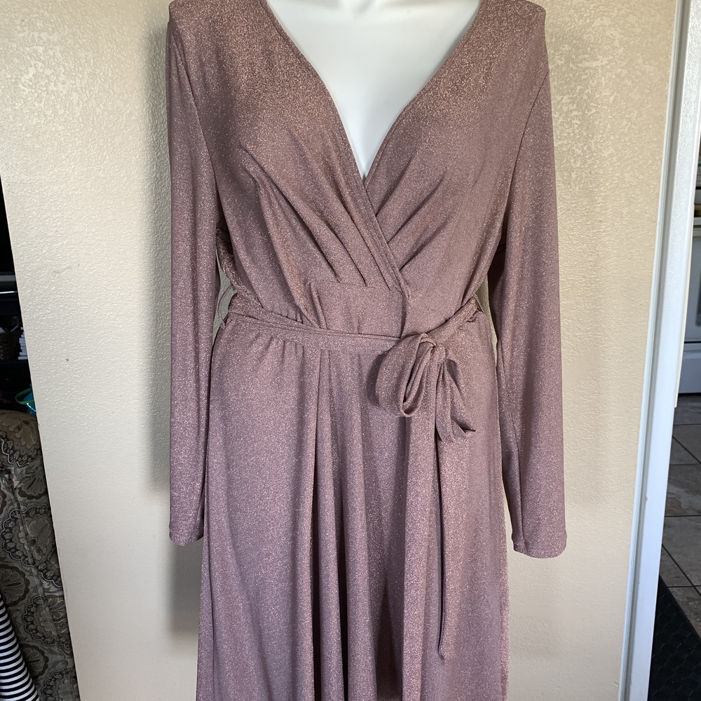 SHEIN Purple Long Sleeve Wrap Sundress